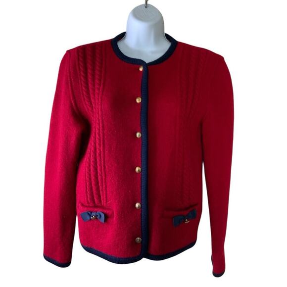 Carroll Reed Cardigan Sweater Womens 6 Long Sleeve Button Wool Preppy Feminine - Picture 1 of 7